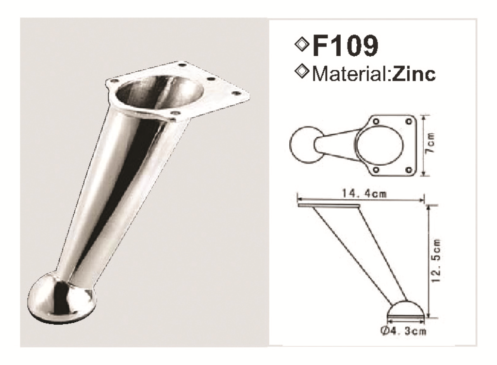 Metal leg F109 — Metal leg F109 · dimension drawing
