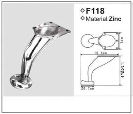 Metal leg F118 — Ποδαράκι μεταλλικό F118 · σχέδιο με διαστάσεις
