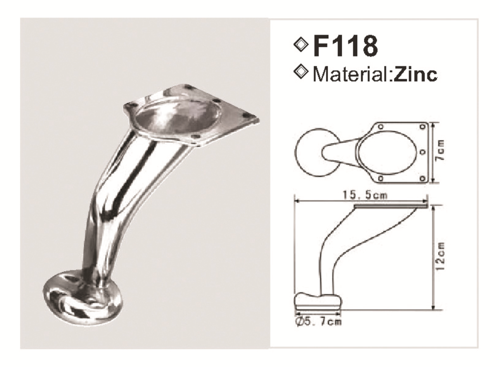 Metal leg F118 — Metal leg F118 · dimension drawing