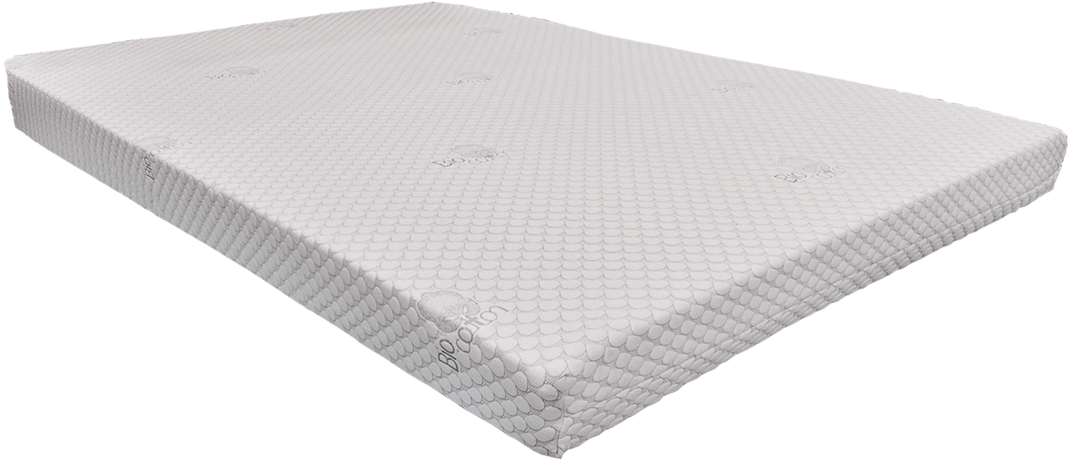 EN1503 Bio Cotton Pure Latex — Κοντινή λεπτομέρεια: ανοιχτόχρωμη επιφάνεια με μικρό επαναλαμβανόμενο σχέδιο και στρογγυλεμένη γωνία.