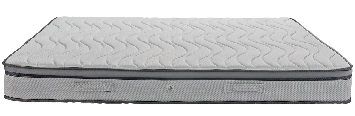 EN15 WHITE PLUS PILLOWTOP — Μπροστινή όψη: λευκή επιφάνεια με κυματιστές ραφές και λεπτό σκούρο περίγραμμα. Αίσθηση: μέτρια προς σκληρή. Ορθοπεδικό στρώμα.