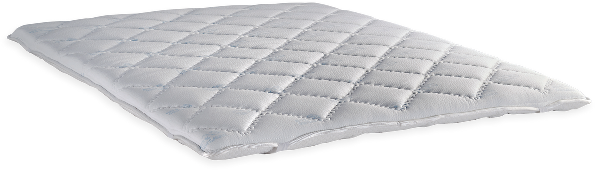 685 Comfort Deluxe Cool Max Hyper Soft — Κοντινή όψη δεξιάς γωνίας: λεπτή λευκή επιφάνεια με καπιτονέ ρόμβους και ραμμένο περίγραμμα.