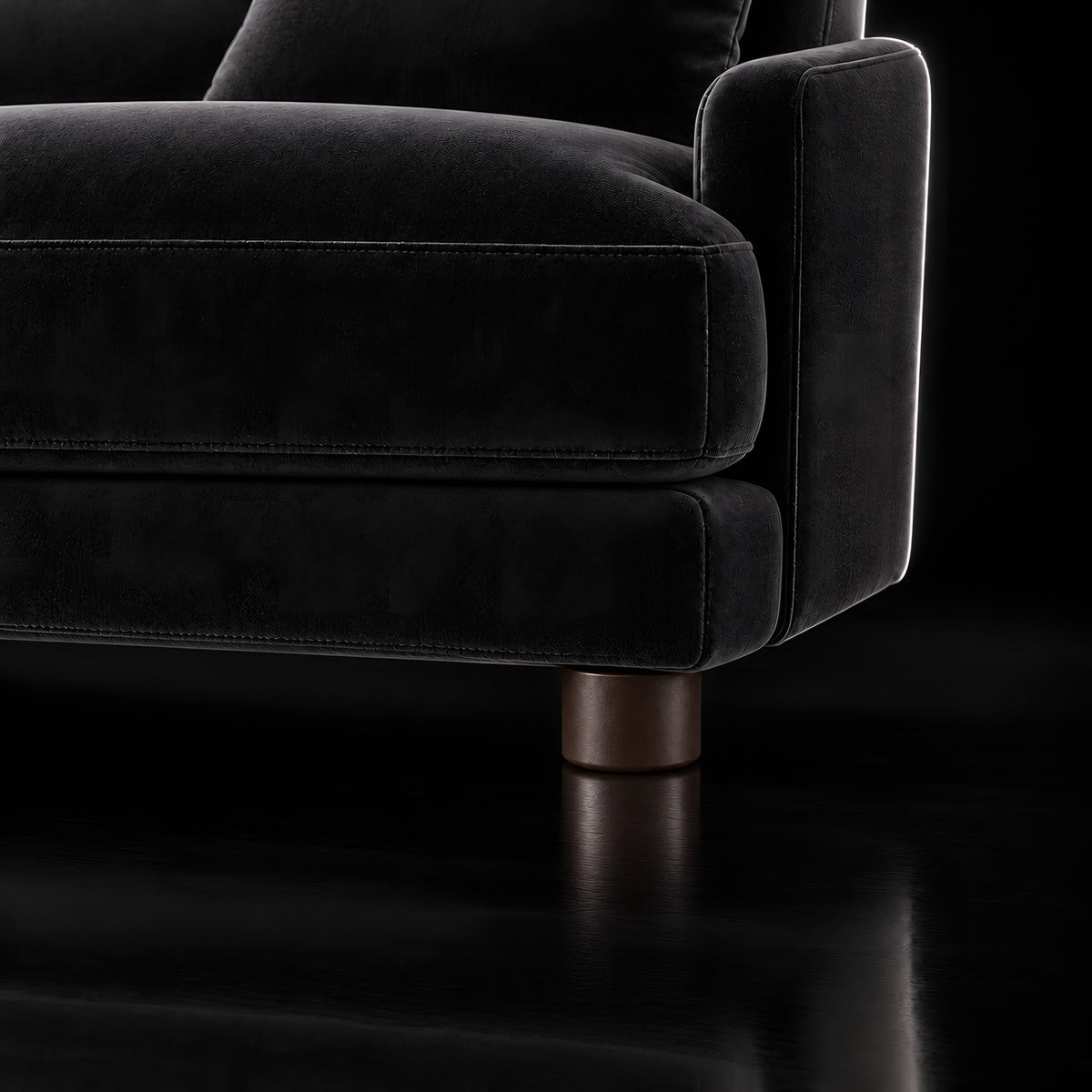 Plastic leg with screw 7 cm — Plastic leg with screw 7 cm · on a sofa, black studio