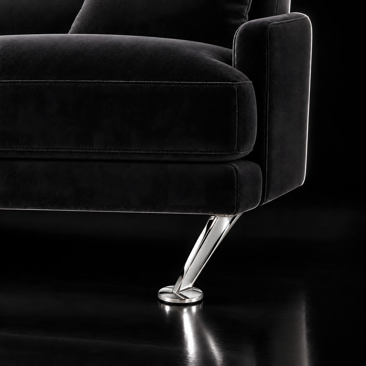 Metal leg F103 — Metal leg F103 · on a sofa, black studio