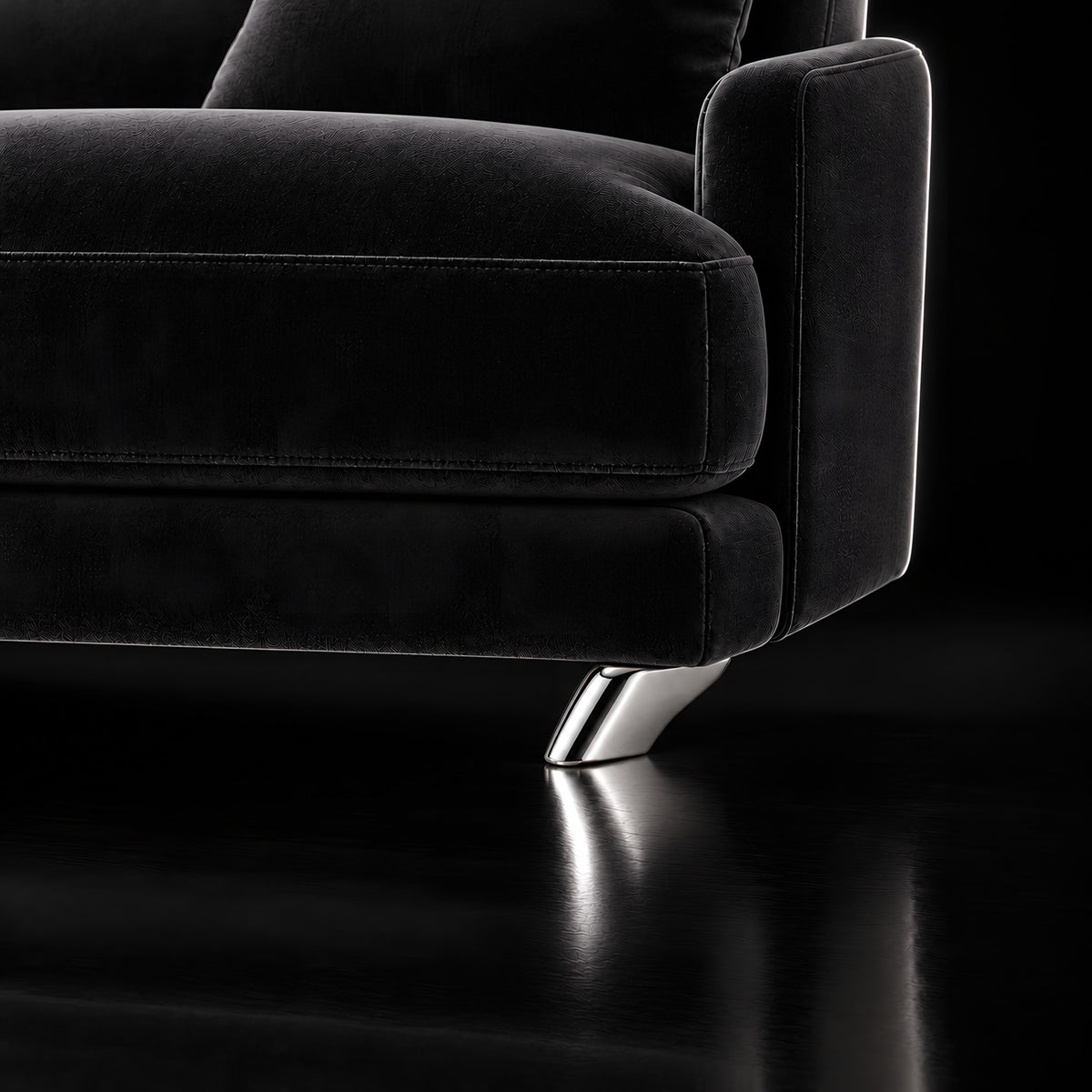 Metal leg F133 — Metal leg F133 · on a sofa, black studio