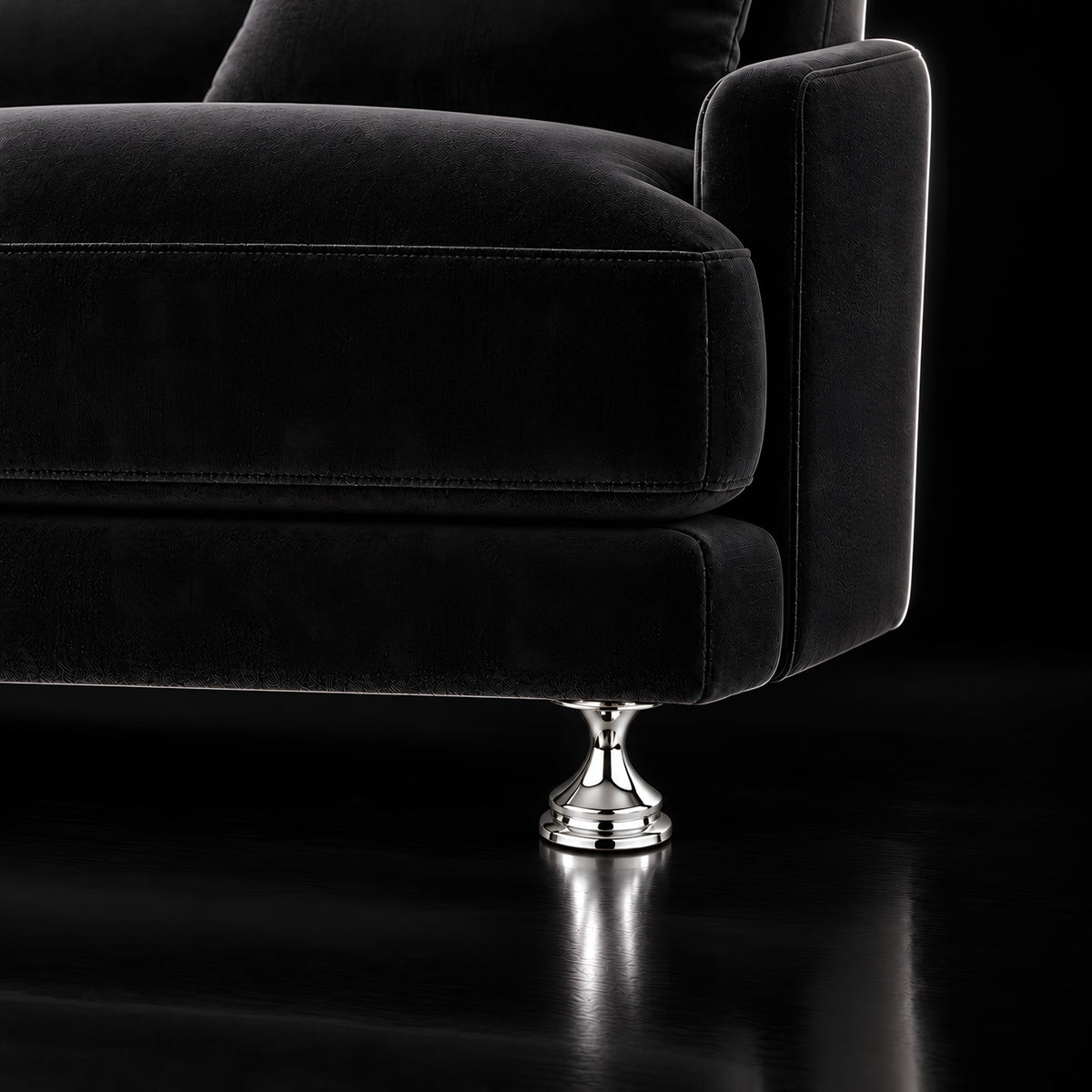 Metal leg F136 — Metal leg F136 · on a sofa, black studio