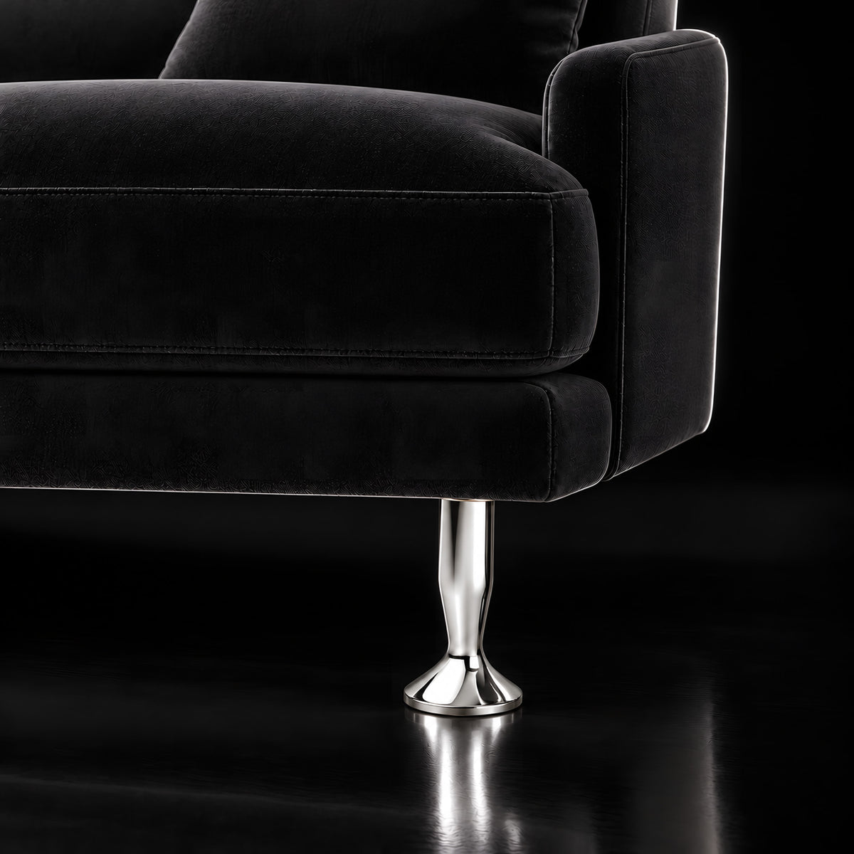 Metal leg F141 — Metal leg F141 · on a sofa, black studio