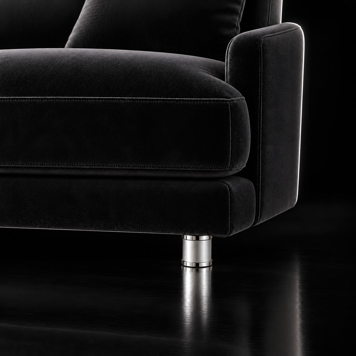 Metal leg F181 — Metal leg F181 · on a sofa, black studio