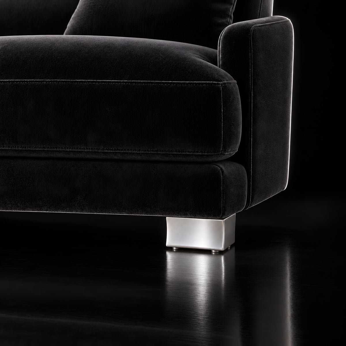 Metal leg F214 — Metal leg F214 · on a sofa, black studio