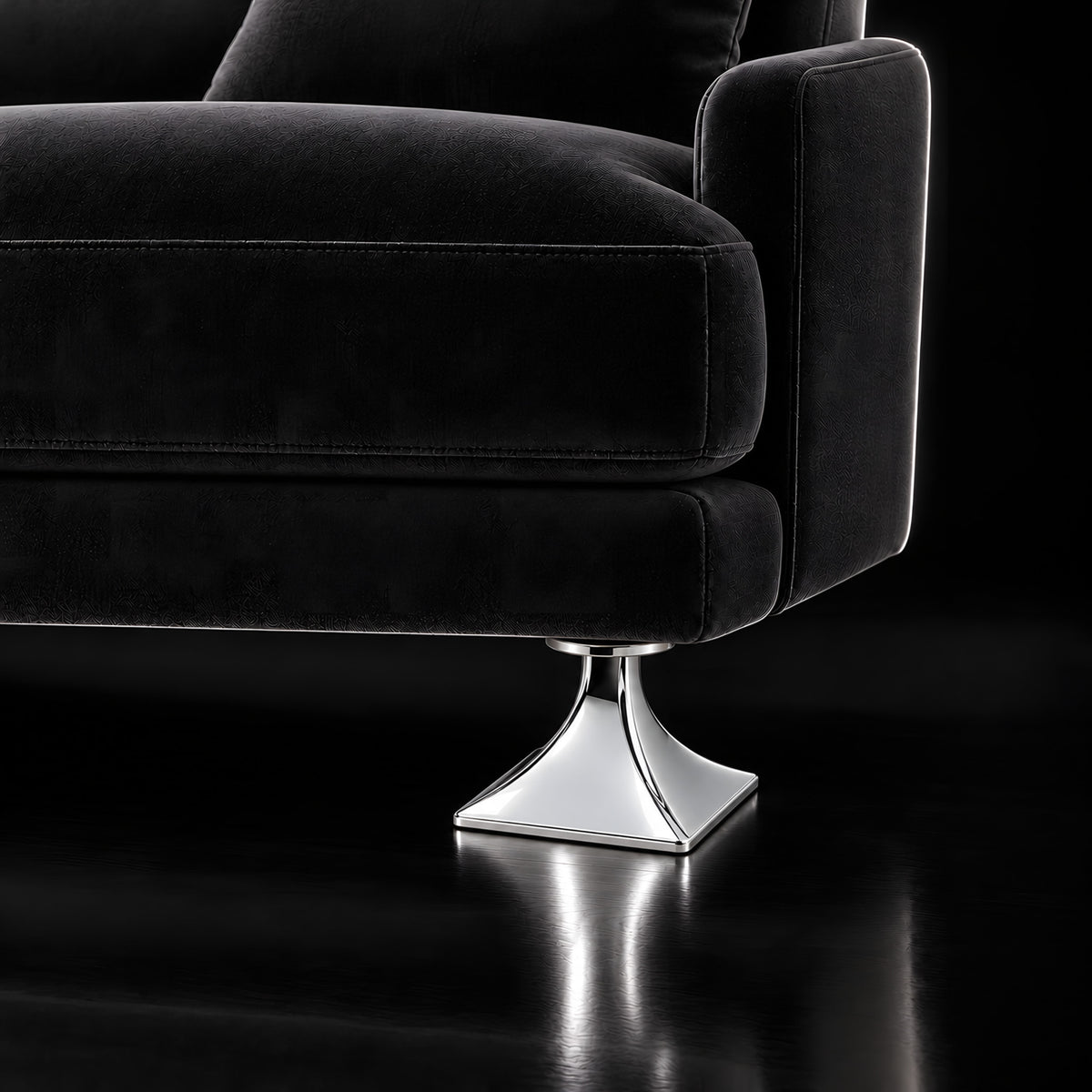 Metal leg F236 — Metal leg F236 · on a sofa, black studio