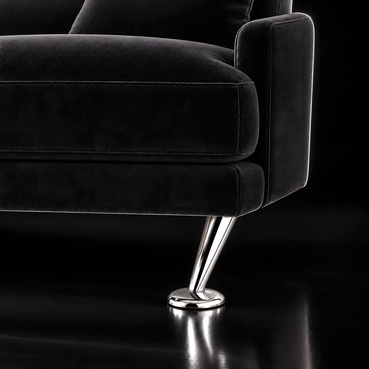 Metal leg F245 — Metal leg F245 · on a sofa, black studio