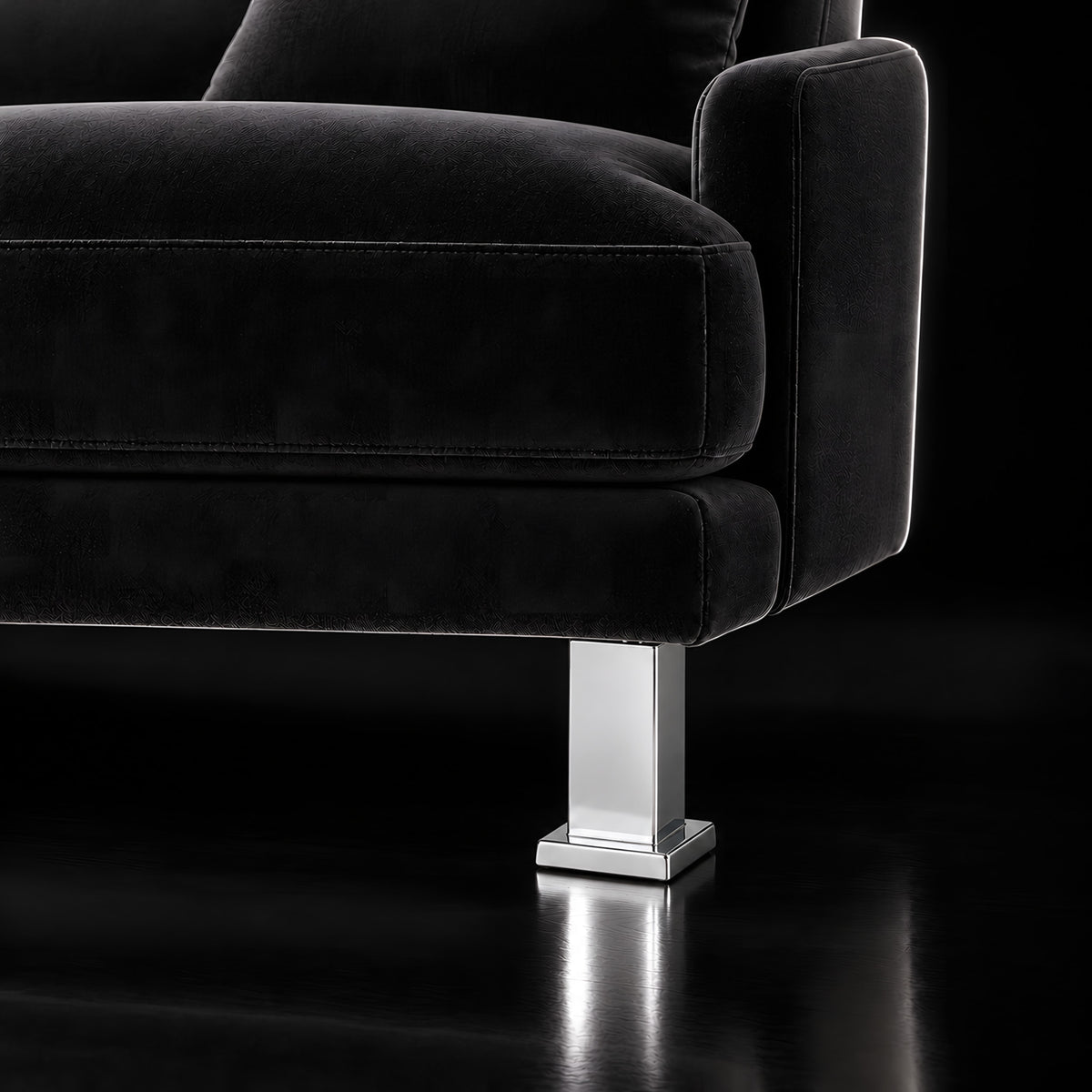 Metal leg A963B — Metal leg A963B · on a sofa, black studio