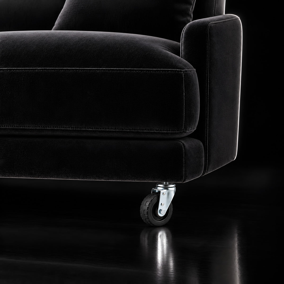 Caster K 255 50 mm with screw — Caster K 255 50 mm with screw · on a sofa, black studio
