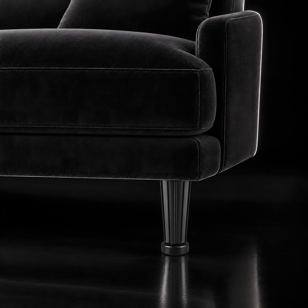 Plastic leg K526 — Plastic leg K526 · on a sofa, black studio
