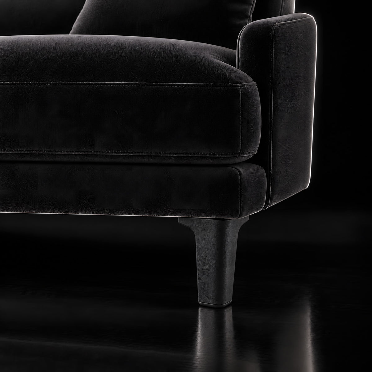Plastic leg K02 oval corner — Plastic leg K02 oval corner · on a sofa, black studio