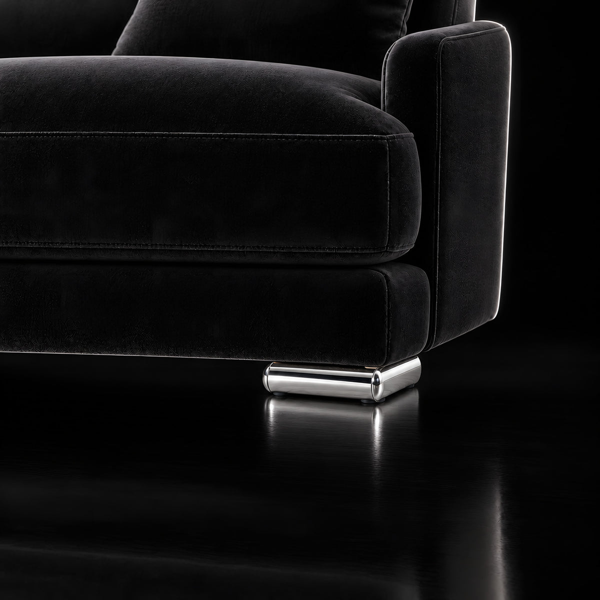 Metal leg N01 — Metal leg N01 · on a sofa, black studio