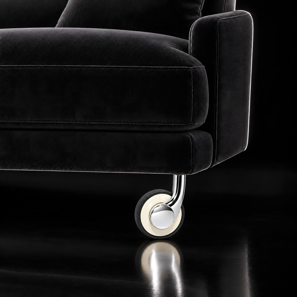 Caster P003A — Caster P003A · on a sofa, black studio