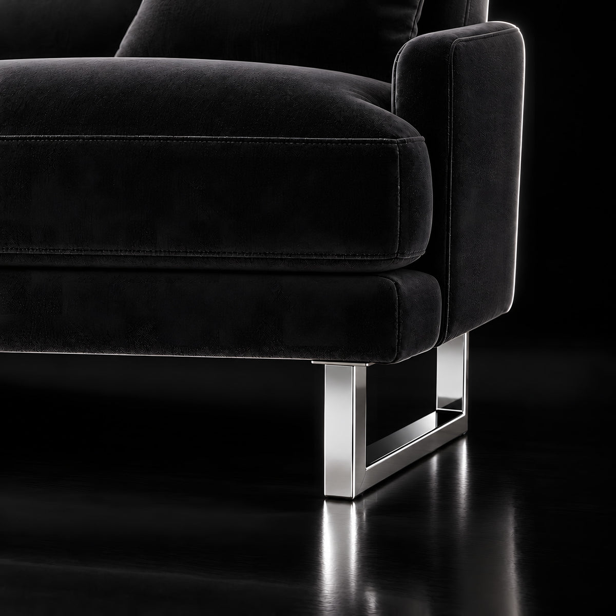 Metal leg S205 — Metal leg S205 · on a sofa, black studio