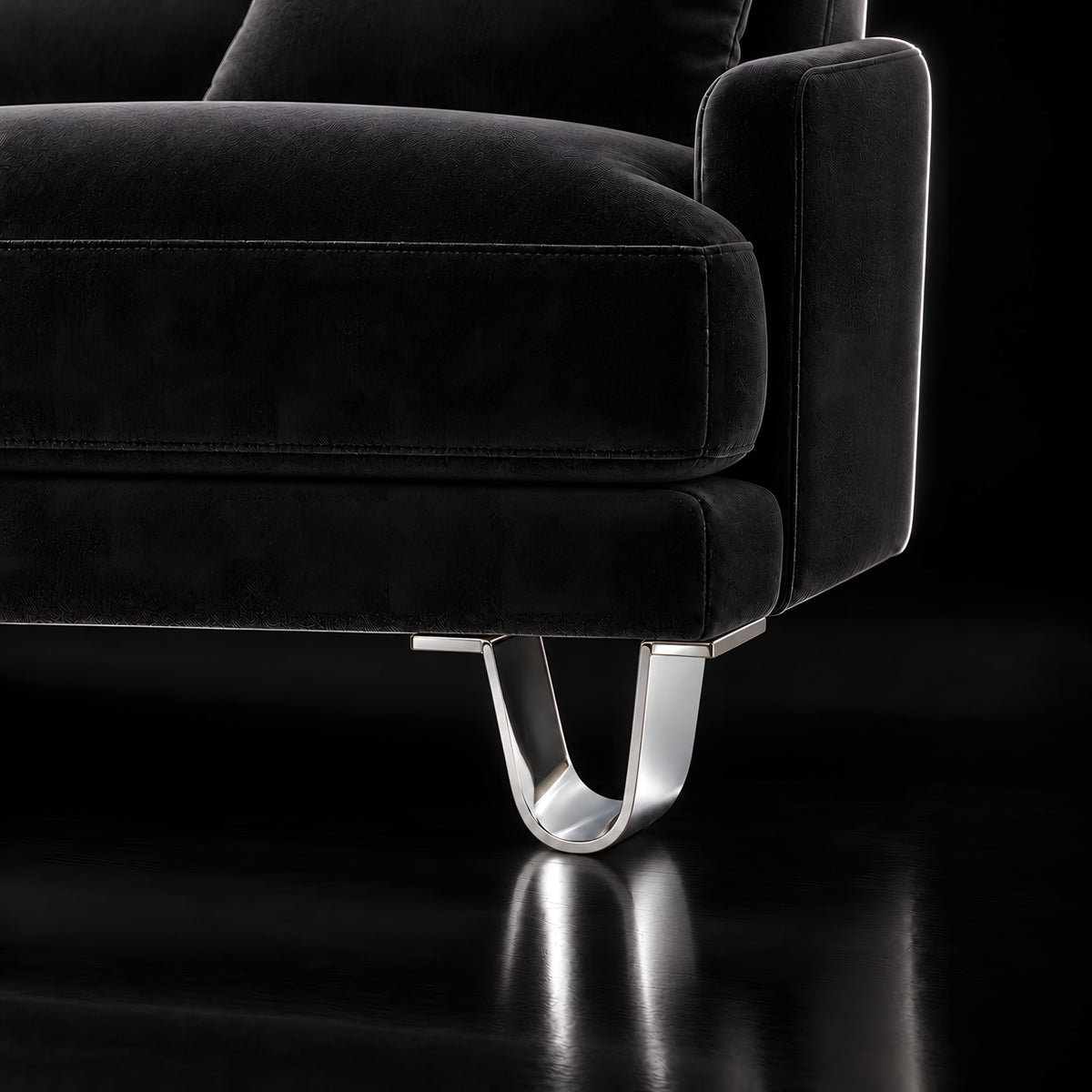 Metal leg S424 — Metal leg S424 · on a sofa, black studio