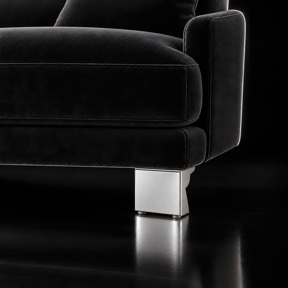 Metal leg S 27 12 cm — Metal leg S 27 12 cm · on a sofa, black studio