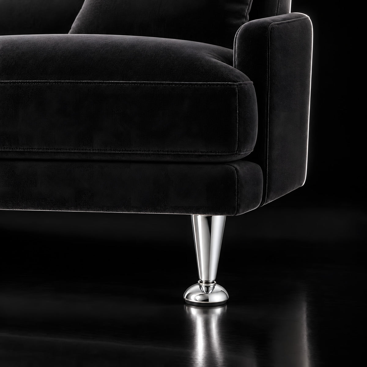 Metal leg S 36 10 cm — Metal leg S 36 10 cm · on a sofa, black studio