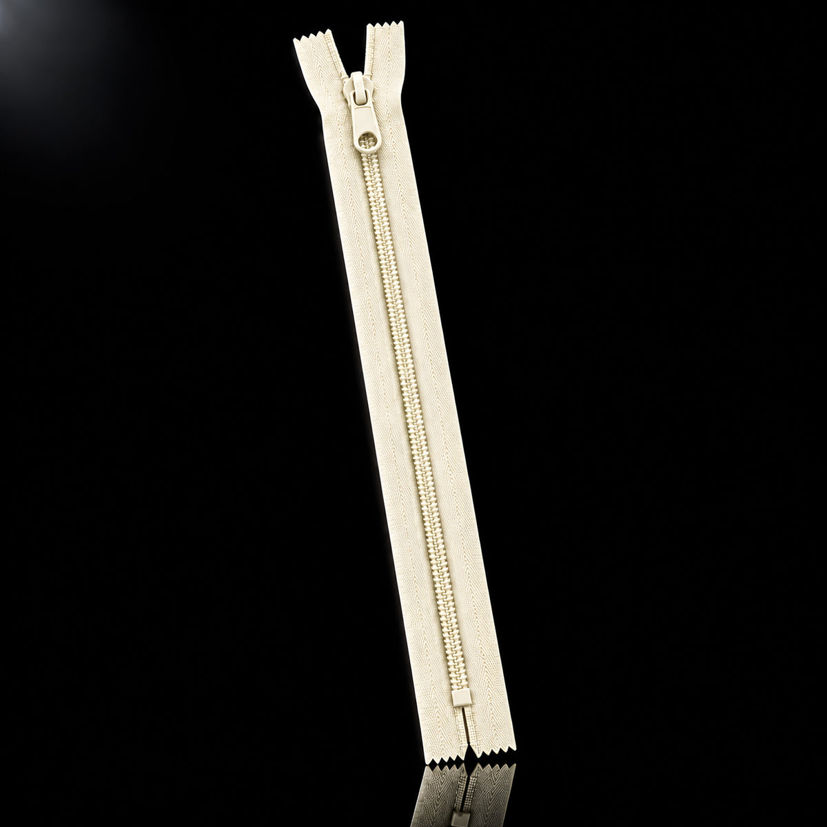 Zipper with slider No3 20 cm - 100 pcs — Zipper with slider No3 20 cm - 100 pcs · Ecru