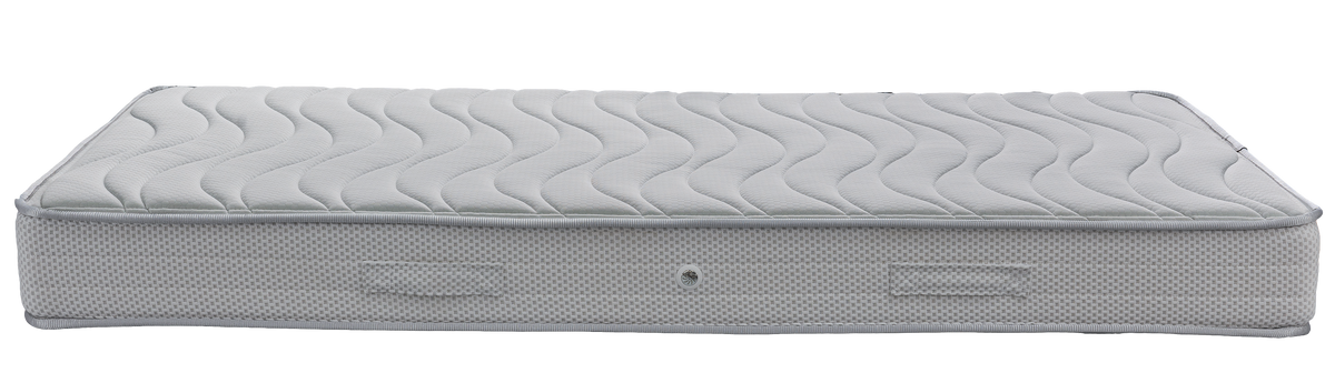 EN01 WHITE — Front view: white top with wave-shaped stitching and a light-grey fabric border. Feel: firm. Orthopaedic mattress.