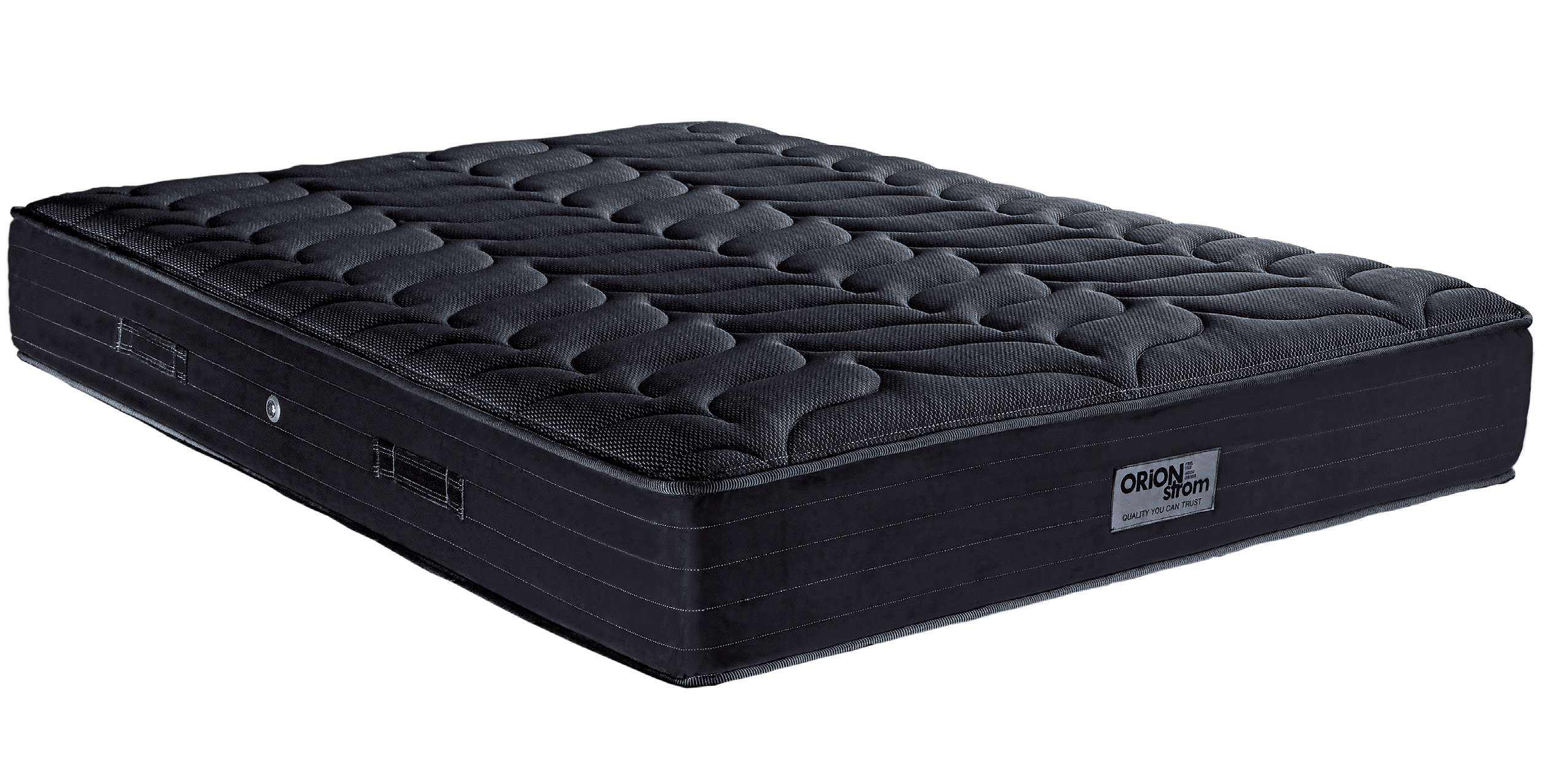 EN1502 Black Special Soft High Pocket — Close-up detail: black deeply quilted top and a dark fabric border.