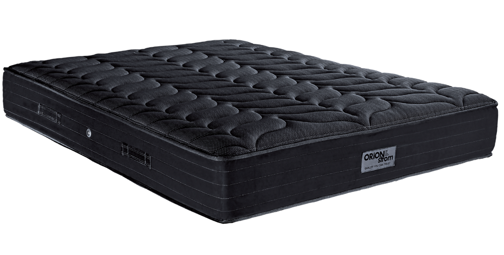 EN1502 Black Special Soft High Pocket — Angled view: black deeply quilted top and a dark fabric border. Feel: soft. Anatomical mattress.
