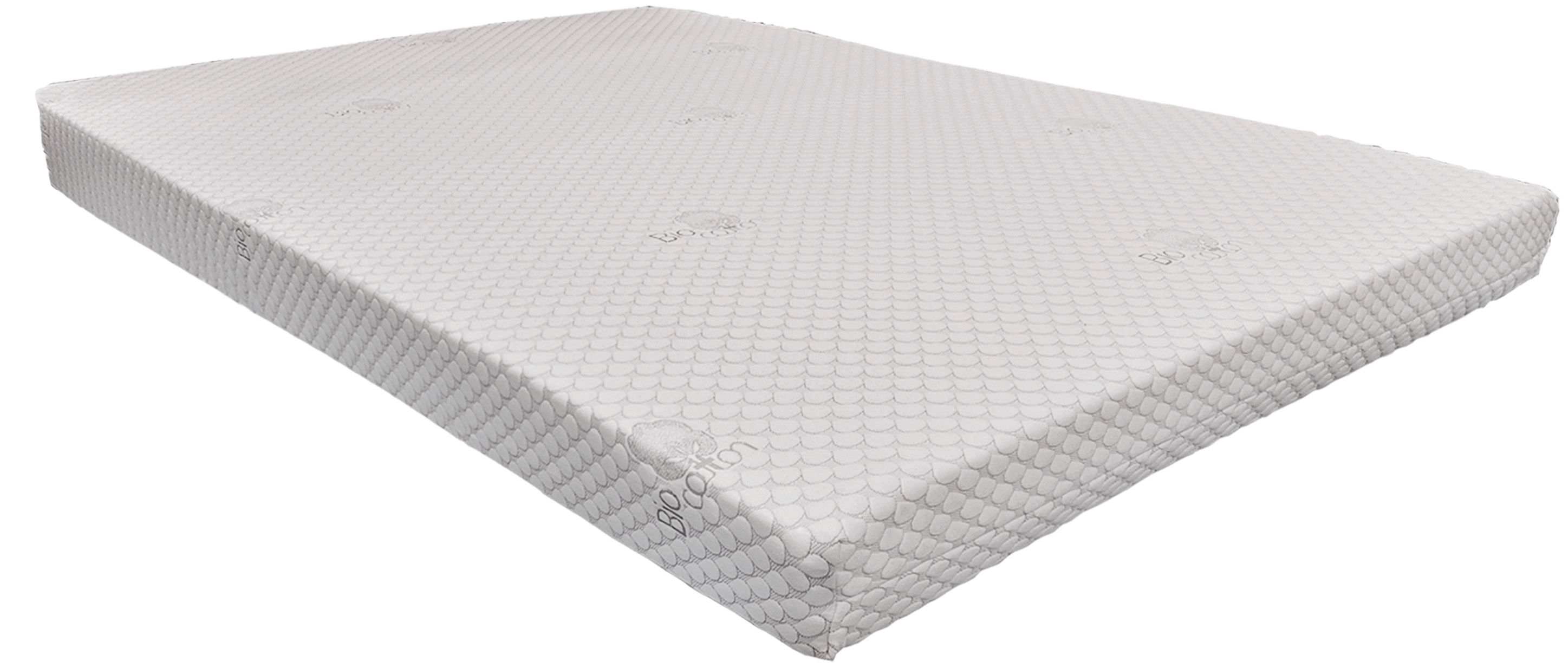 EN1503 Bio Cotton Pure Latex — Κοντινή λεπτομέρεια: ανοιχτόχρωμη επιφάνεια με μικρό επαναλαμβανόμενο σχέδιο και στρογγυλεμένη γωνία.