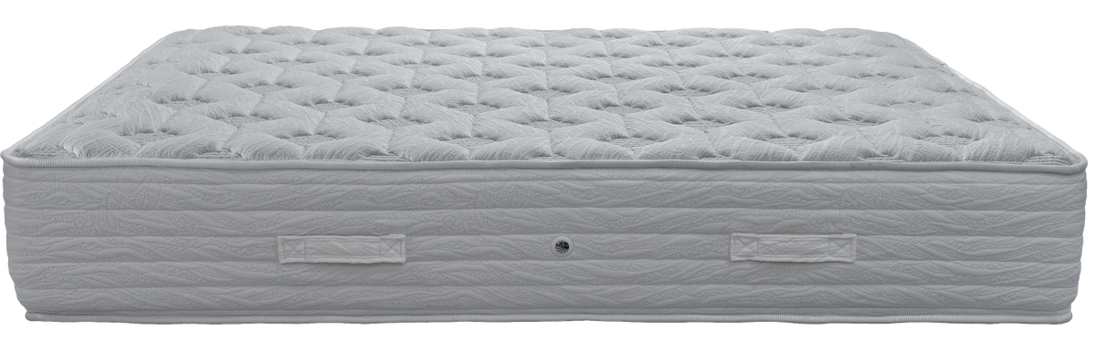 EN1525 Silk HR 3500 Foam — Front view: white geometric quilting and horizontal stitching on the sides. Feel: medium. Anatomical mattress.