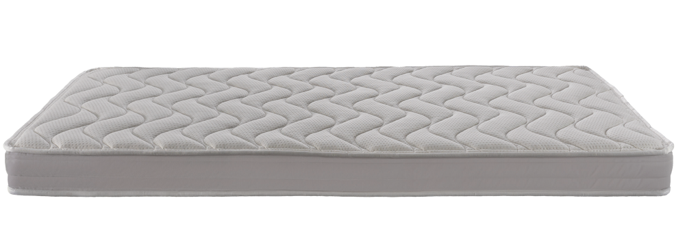 EN1530 Best Foam 220 — Front view: thin white mattress with wave-shaped quilting and a horizontal seam along the border. Feel: medium-firm. Anatomical mattress.
