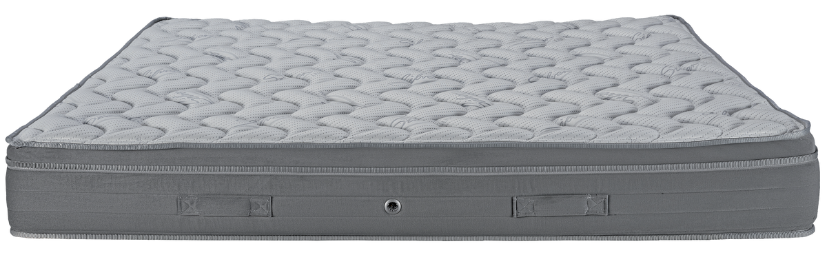 EN16 SILVER SOFT PLUS PILLOWTOP — Front view: white curved quilting, a grey border and narrow dark edging. Feel: medium-firm. Orthopaedic mattress.