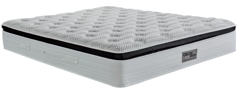 EN20 DIAMOND MEMORYGEL LATEX EXTRA HR G-PILLOWTOP — Angled view: white quilted top with a black band around the edge. Feel: medium. Orthopaedic mattress.