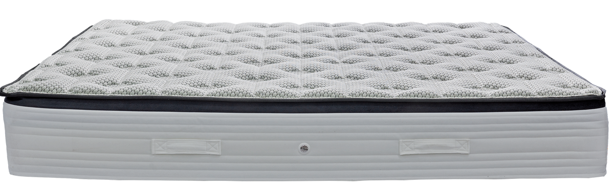 EN20 DIAMOND MEMORYGEL LATEX EXTRA HR G-PILLOWTOP — Front view: white quilted top with a black band around the edge. Feel: medium. Orthopaedic mattress.