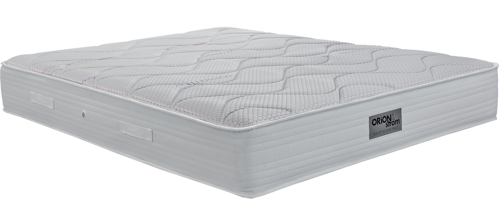 EN28 ANALLERGICO COOLMAX EXTRA PLUS POCKET — Angled view: white top with wave-shaped stitching and a light-grey fabric border. Feel: medium-firm. Anatomical mattress.