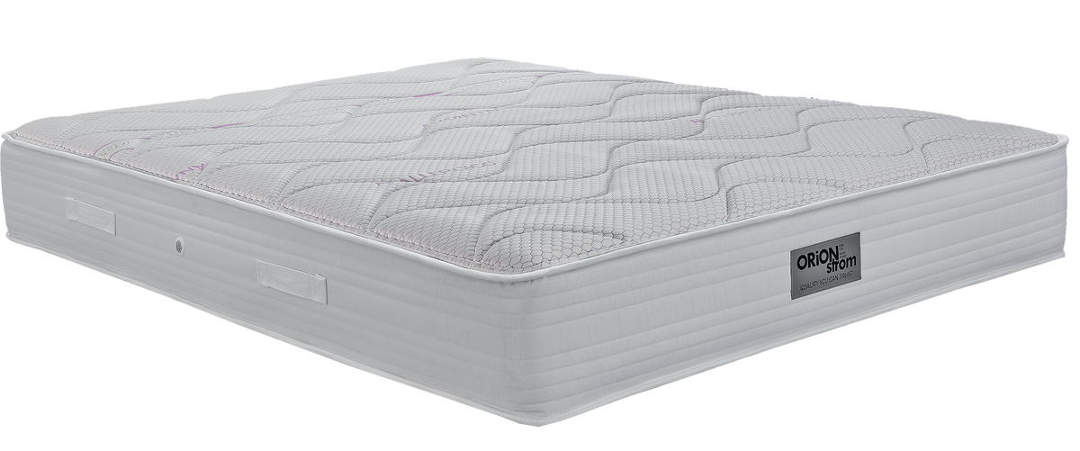 EN28 ANALLERGICO COOLMAX EXTRA PLUS POCKET — Angled view: white top with wave-shaped stitching and a light-grey fabric border. Feel: medium-firm. Anatomical mattress.