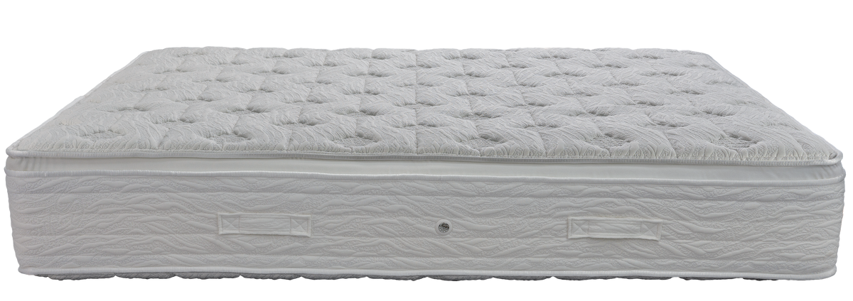 EN37 SILK EXTRA SOFT PLUS PILLOWTOP POCKET — Front view: white geometric quilting and horizontal stitching on the sides. Feel: medium. Anatomical mattress.