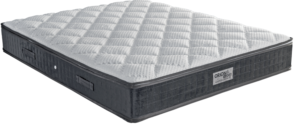 EN43 DIAMOND HR POCKET EASY CLEAN — Angled view: white diamond-quilted top with a dark border. Feel: medium-firm. Anatomical mattress.