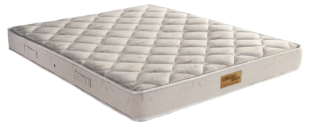 EN54 Bamboo Foam 200 — Angled view: cream diamond-quilted top and a light-coloured border. Feel: medium. Anatomical mattress.