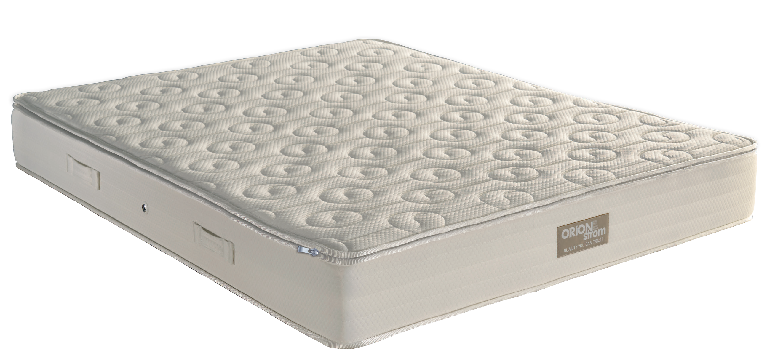 EN57 Best Foam Flexible — Close-up detail: light-coloured quilted top with circular motifs and stitched edges.