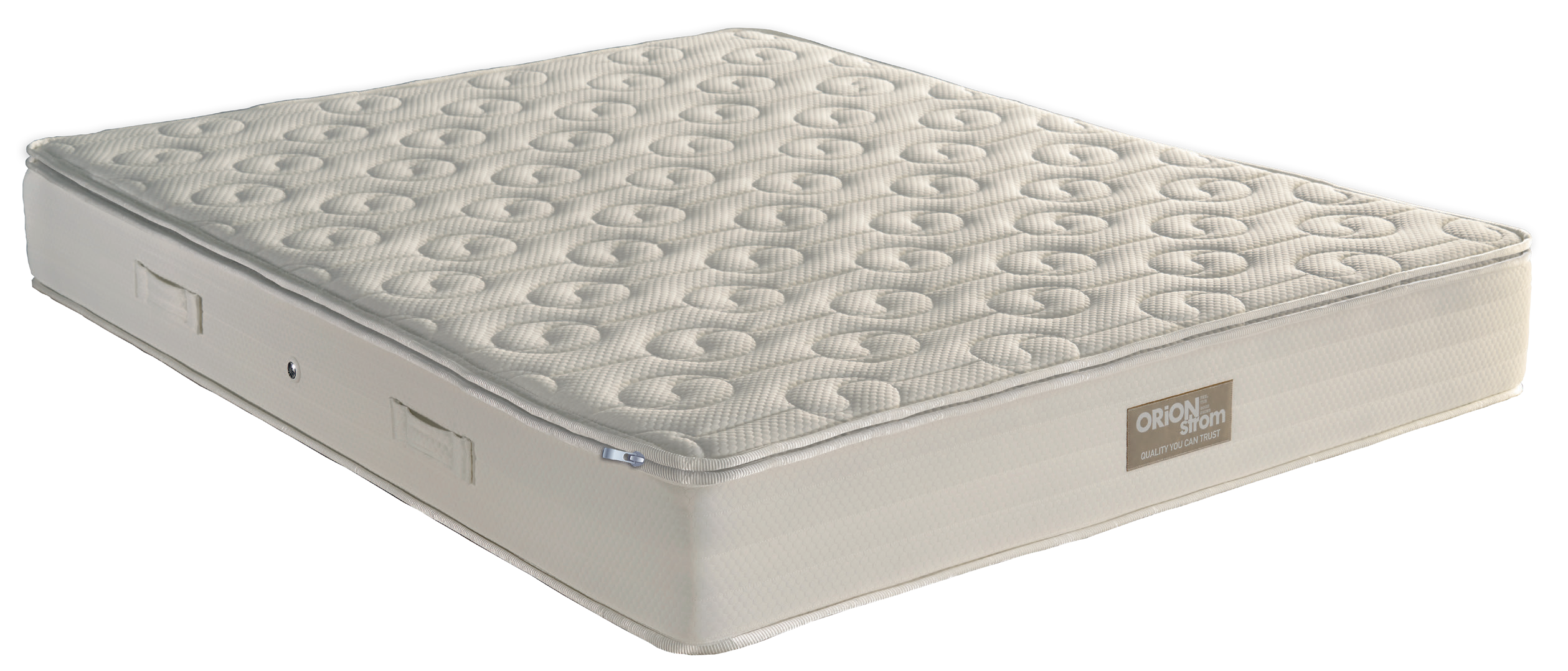 EN58 Best Foam 5000 Heavy — Close-up detail: light-coloured quilted top with circular motifs and stitched edges.