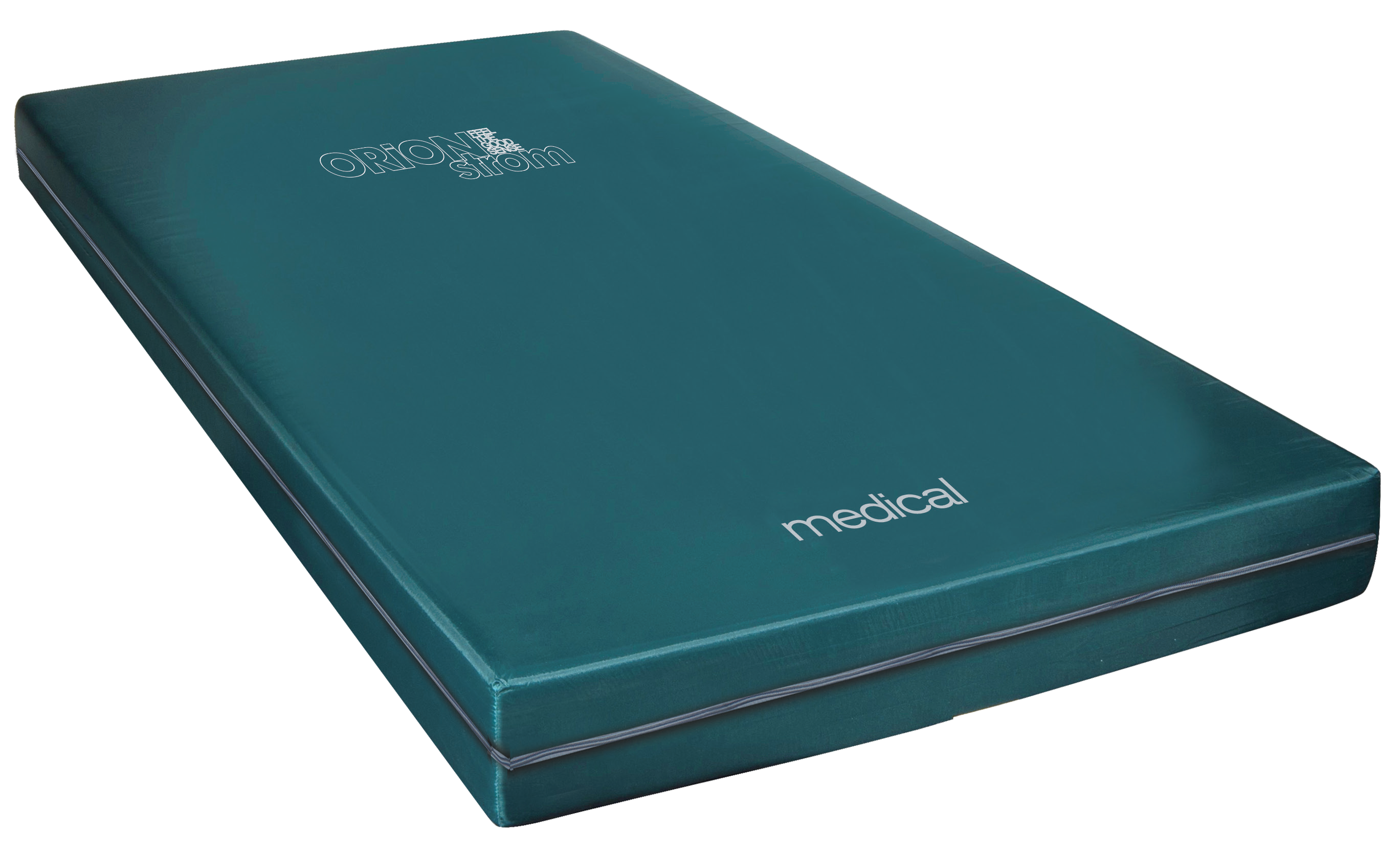 EN59 Medical Foam Flexible — Κοντινή λεπτομέρεια: πετρόλ λείο κάλυμμα και ανοιχτόχρωμες ραφές γύρω από τη γωνία.