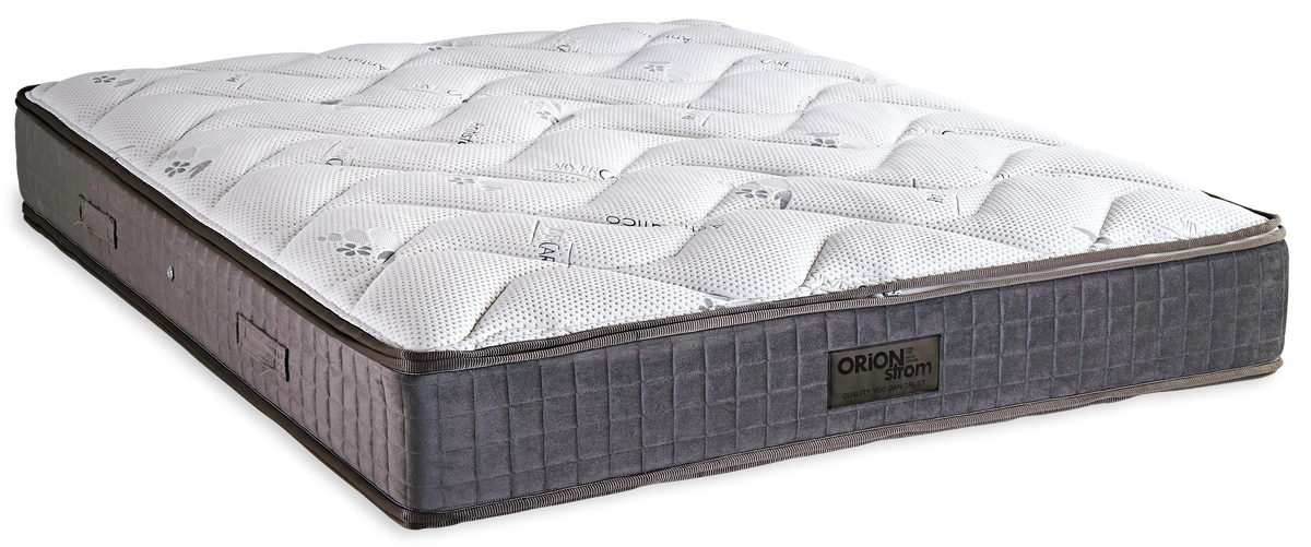 5003 Comfort Silvercare Easy Clean HR Pocket — Πλάγια όψη: λευκή γεωμετρική καπιτονέ επιφάνεια και σκούρο γκρι πλαϊνό ύφασμα. Αίσθηση: μέτρια. Ανατομικό στρώμα.