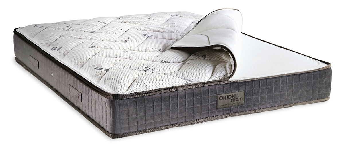 5003 Comfort Silvercare Easy Clean HR Pocket — Εναλλακτική όψη: λευκό καπιτονέ κάλυμμα με ανασηκωμένη γωνία που αποκαλύπτει το εσωτερικό. Αίσθηση: μέτρια. Ανατομικό στρώμα.