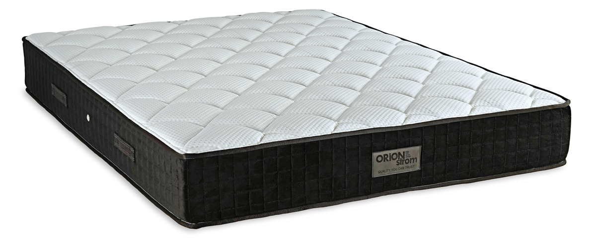 5005 Comfort Deluxe Latex Extra Plus High Pocket — Angled view: white geometric quilting and a black border. Feel: medium-soft. Anatomical mattress.