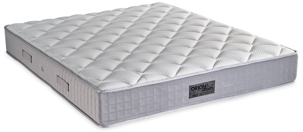 503 Comfort Deluxe Special Plus — Πλάγια όψη: λευκή γεωμετρική καπιτονέ επιφάνεια και γκρι πλαϊνή φάσα με κάθετες ραφές. Αίσθηση: μέτρια προς σκληρή. Ορθοπεδικό στρώμα.