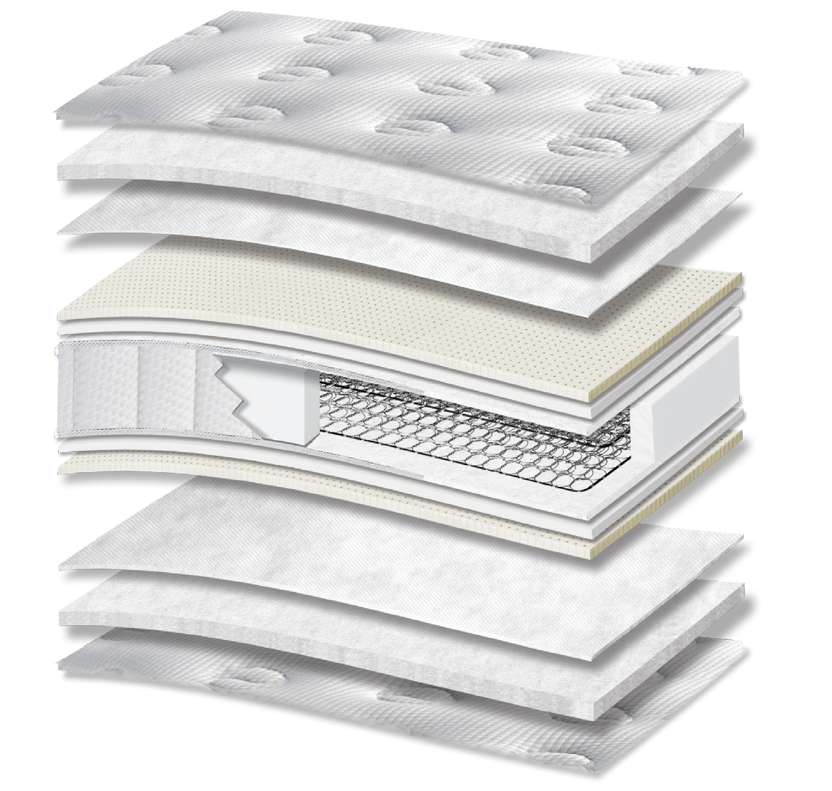 5104 Comfort Hotel Deluxe Latex: τομή 13 στρώσεων. Υλικά: ύφασμα καλύμματος, πολυεστερική βάτα, non-woven, latex, αφρώδη υλικά, Kevlar και ελατήρια Bonnell. latex για ελαστική απόκριση. Ο συνδεδεμένος πυρήνας ελατηρίων παρέχει ενιαία ορθοπεδική στήριξη στο σώμα. Συνολική αίσθηση: μέτρια.