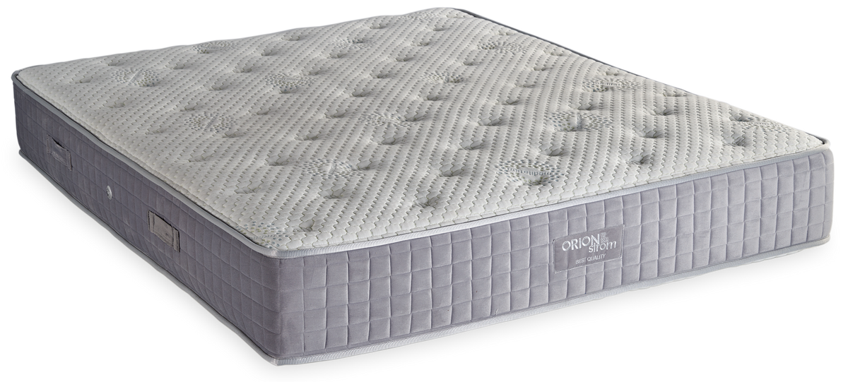 529 Comfort Meditation Cotton Extra Memory Gel — Πλάγια όψη: λευκή επιφάνεια με κυματιστές ραφές και γκρι καπιτονέ πλαϊνή φάσα. Αίσθηση: μέτρια. Ορθοπεδικό στρώμα.