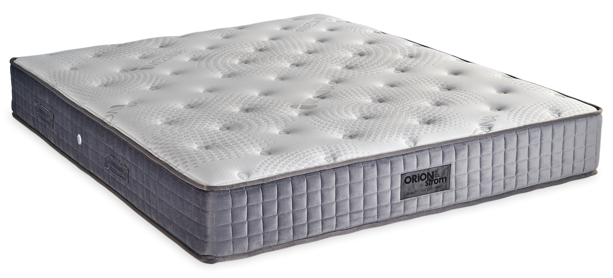 547 Comfort Avisenna Cotton Wool Extra Latex Coco — Πλάγια όψη: λευκή επιφάνεια με κυματιστές ραφές και γκρι καπιτονέ πλαϊνή φάσα. Αίσθηση: μέτρια. Ορθοπεδικό στρώμα.